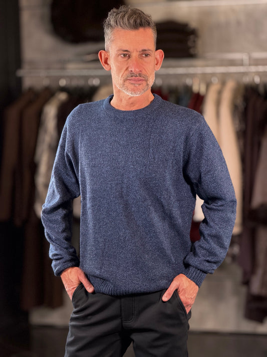 Maglione girocollo mélange blu 2596