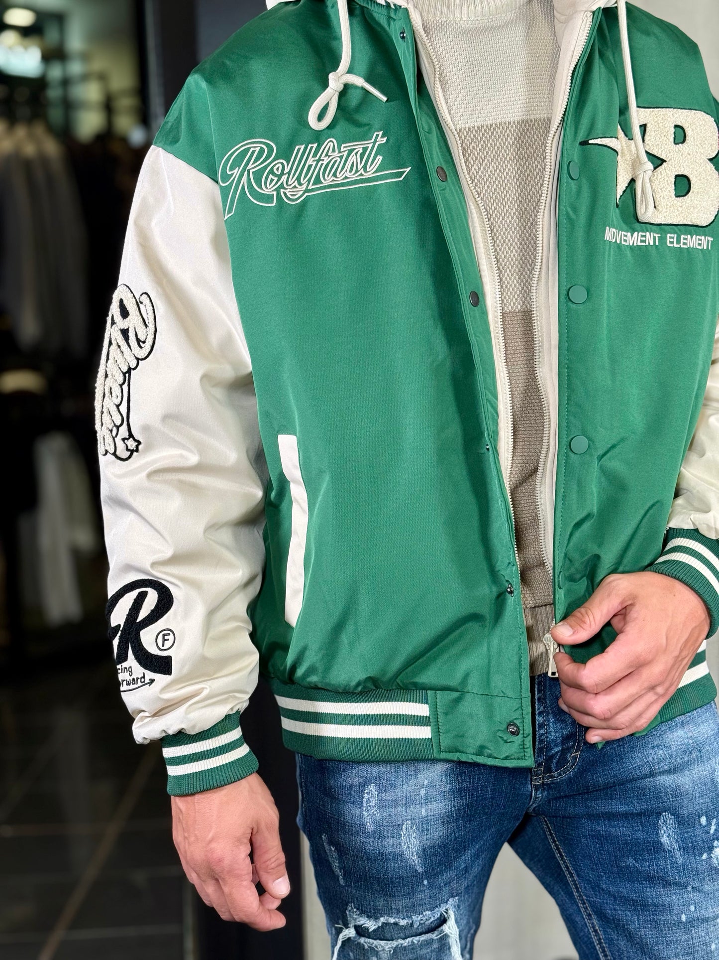 Bomber con cappuccio verde 2295