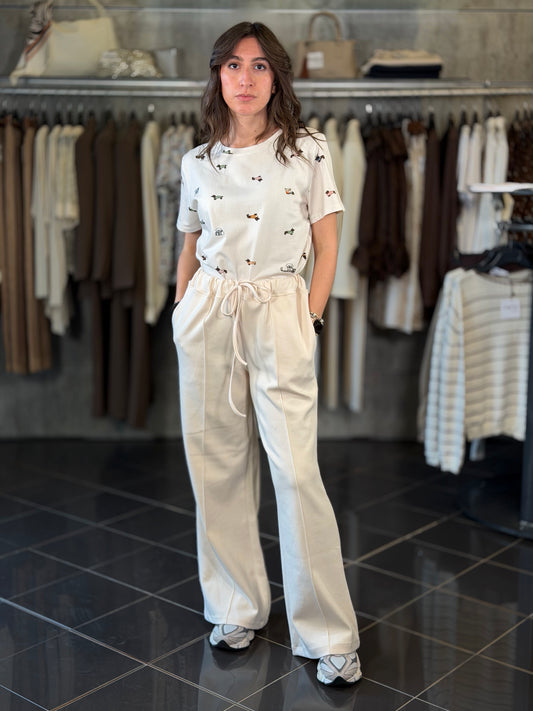Pantalone tuta beige a palazzo in taglia unica 2169