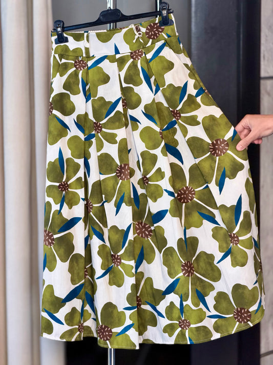 Gonna midi con fantasia fiore in taglia unica 2411