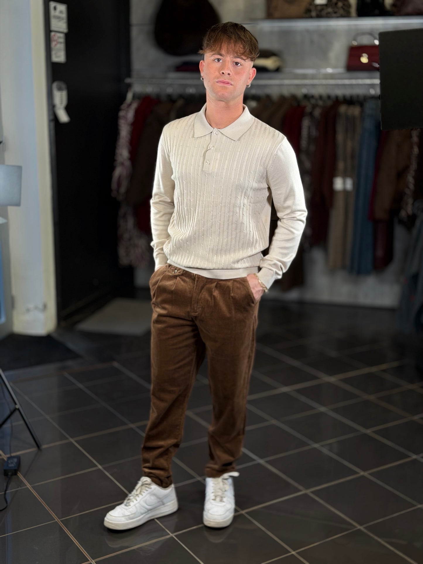 Pantalone velluto a coste marrone 2495