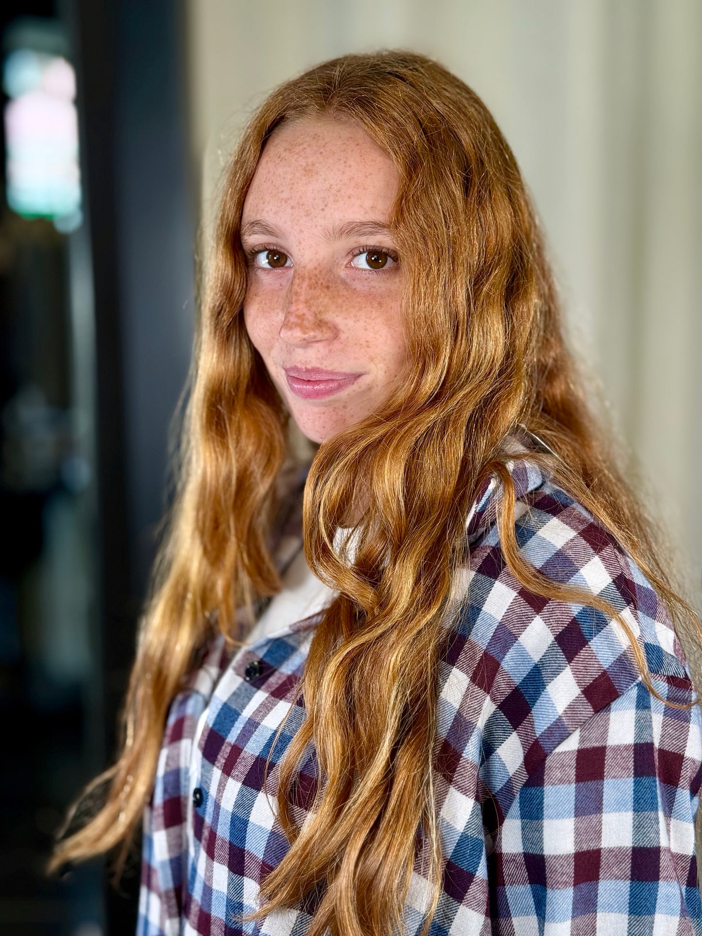 Camicia scozzese Bordeaux blu e panna in taglia unica 2057