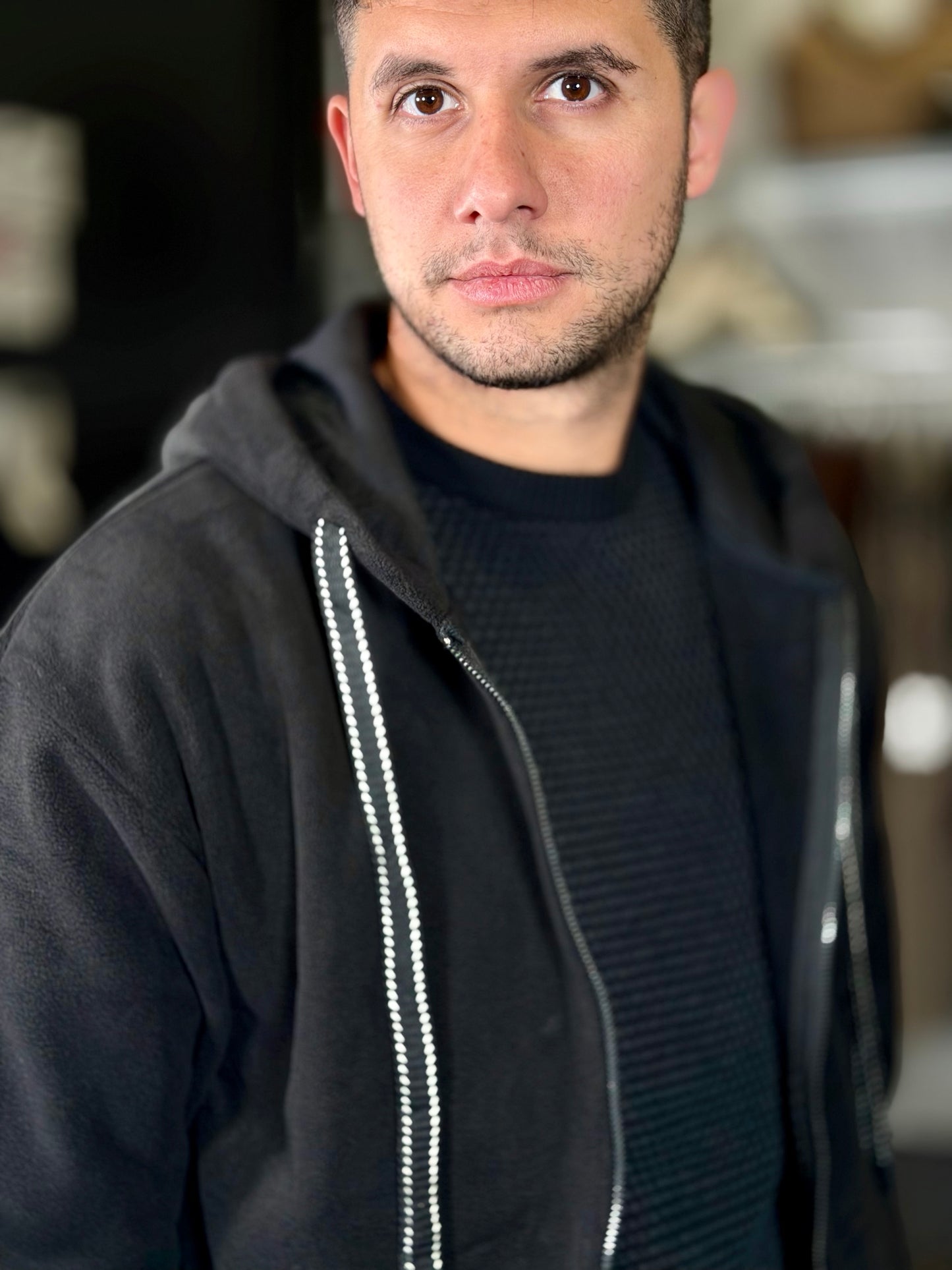 Felpa effetto peluche nero 2140