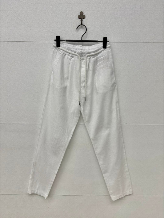 Pantalone in lino bianco con coulisse 2436