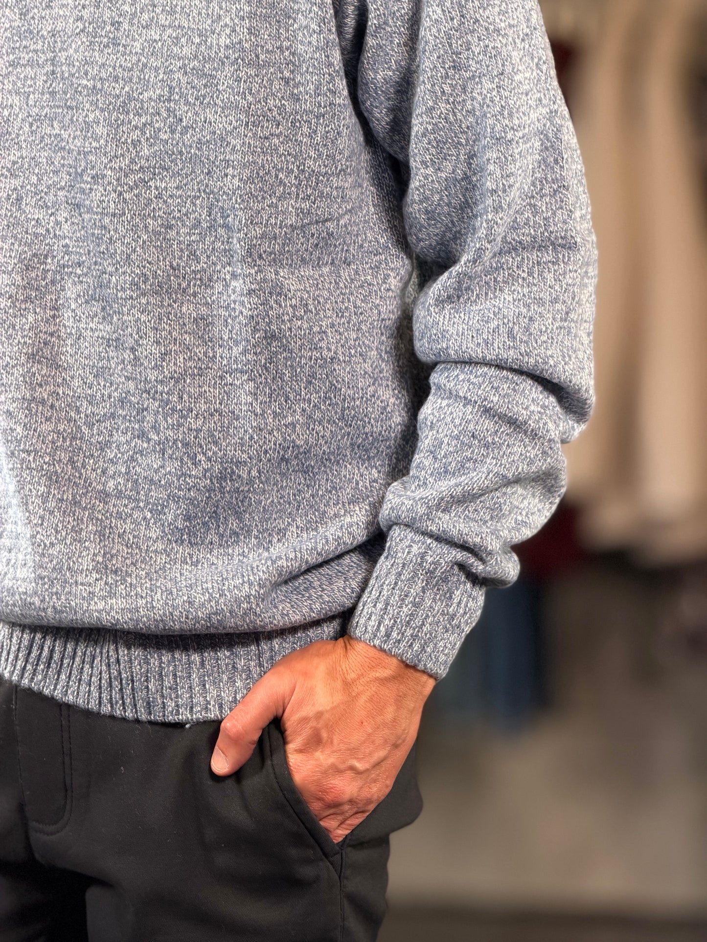 Maglione girocollo mélange azzurro 2597