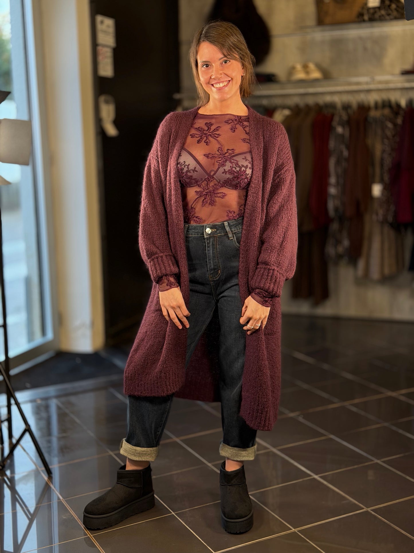 Cardigan borgogna in taglia unica 2423