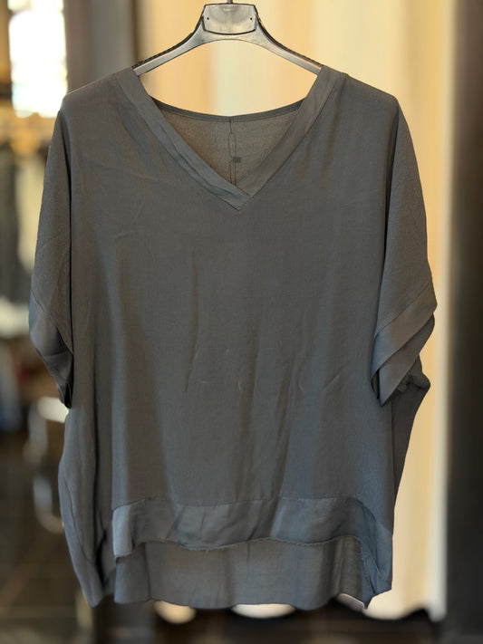 Blusa oversize grigia in taglia unica 2884