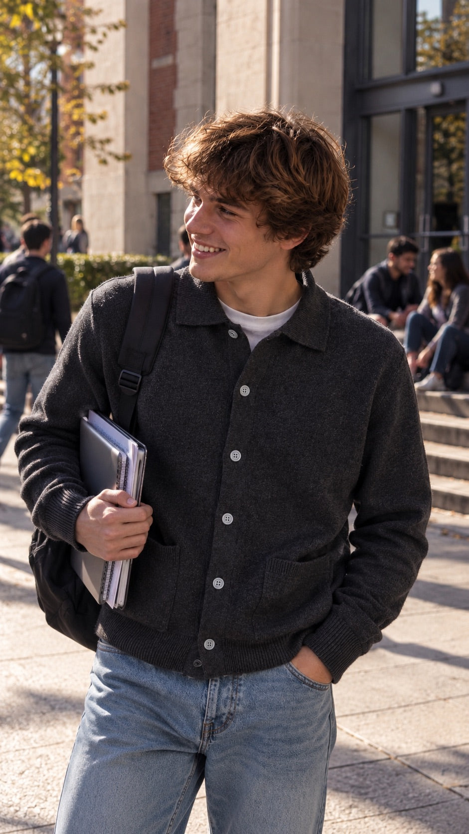 Cardigan a polo Grigio piombo