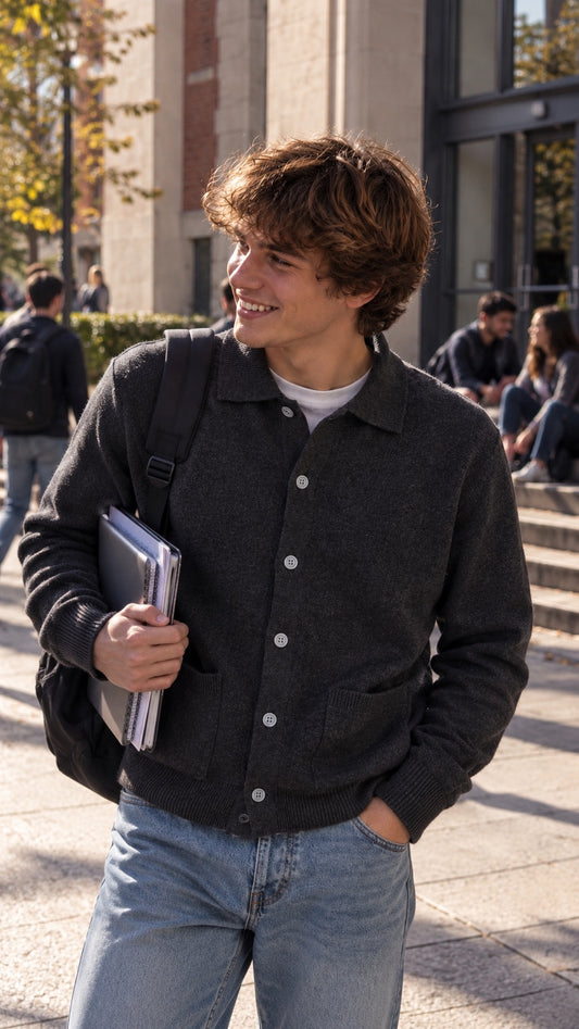 Cardigan a polo Grigio piombo