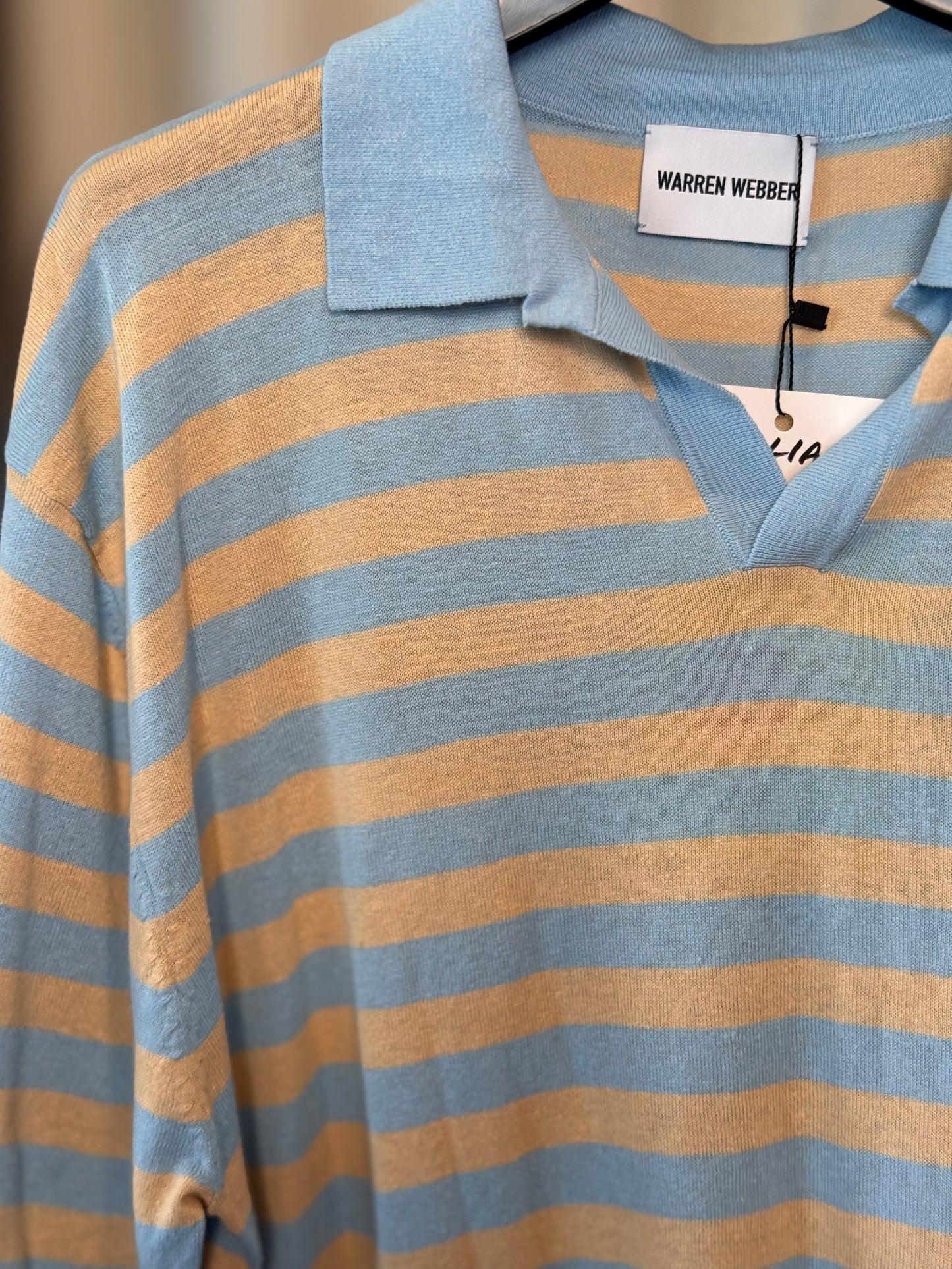 Polo a righe in filo azzurra 2625