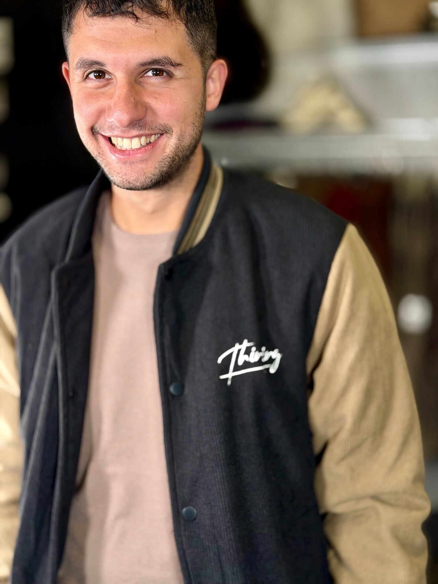 Bomber effetto velluto a coste nero 2149