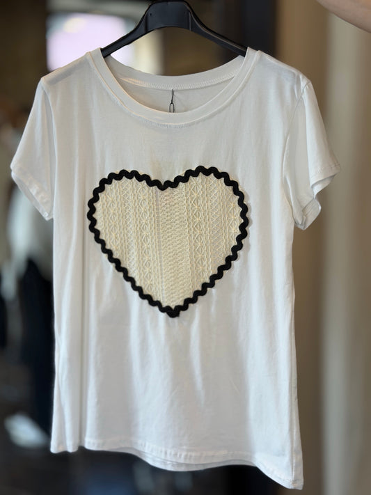T-shirt oversize bianca con cuore in taglia unica 2952
