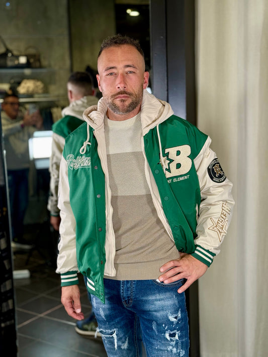 Bomber con cappuccio verde 2295