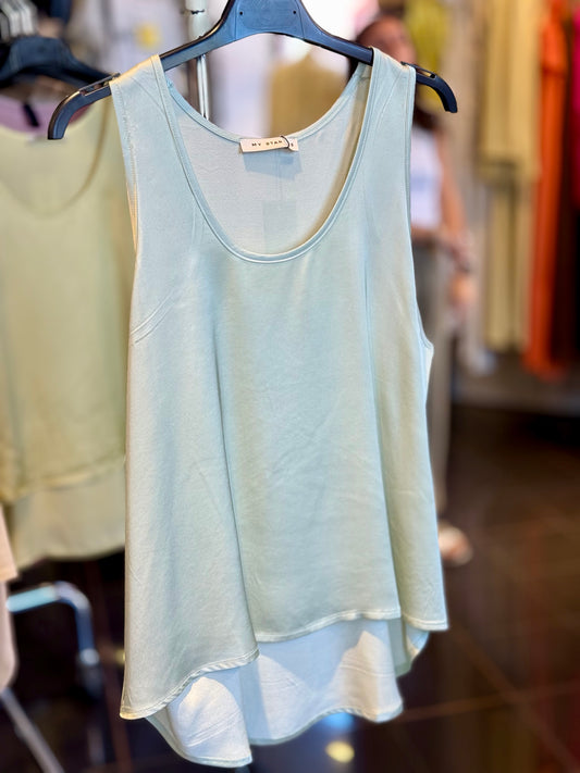 Top verde menta in saten