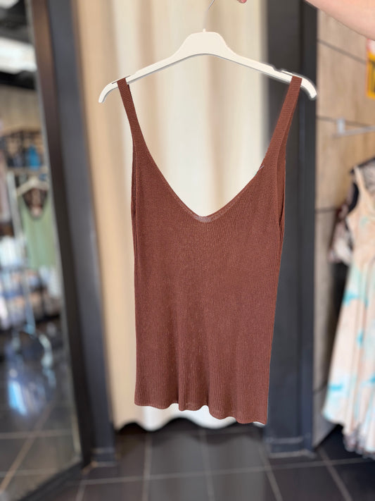 Canottiera in maglia marrone in taglia unica 2942