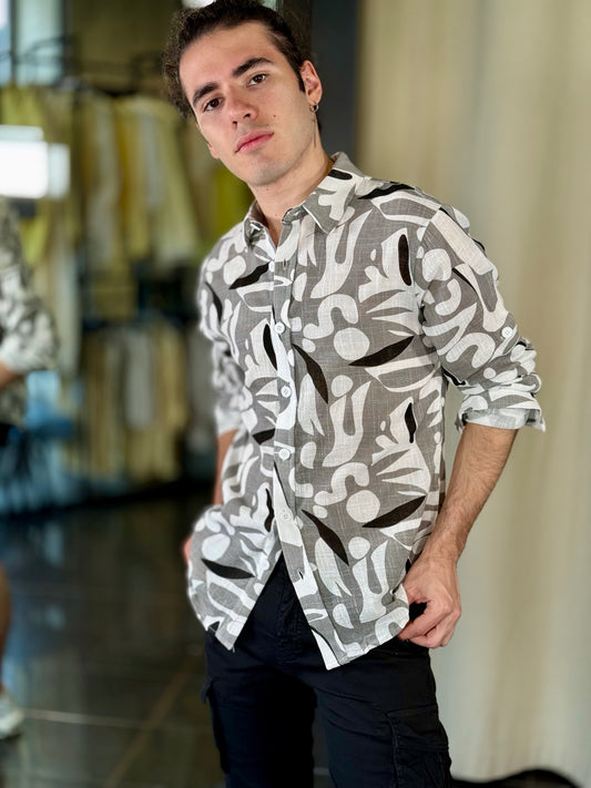 Camicia grigia in fantasia 528
