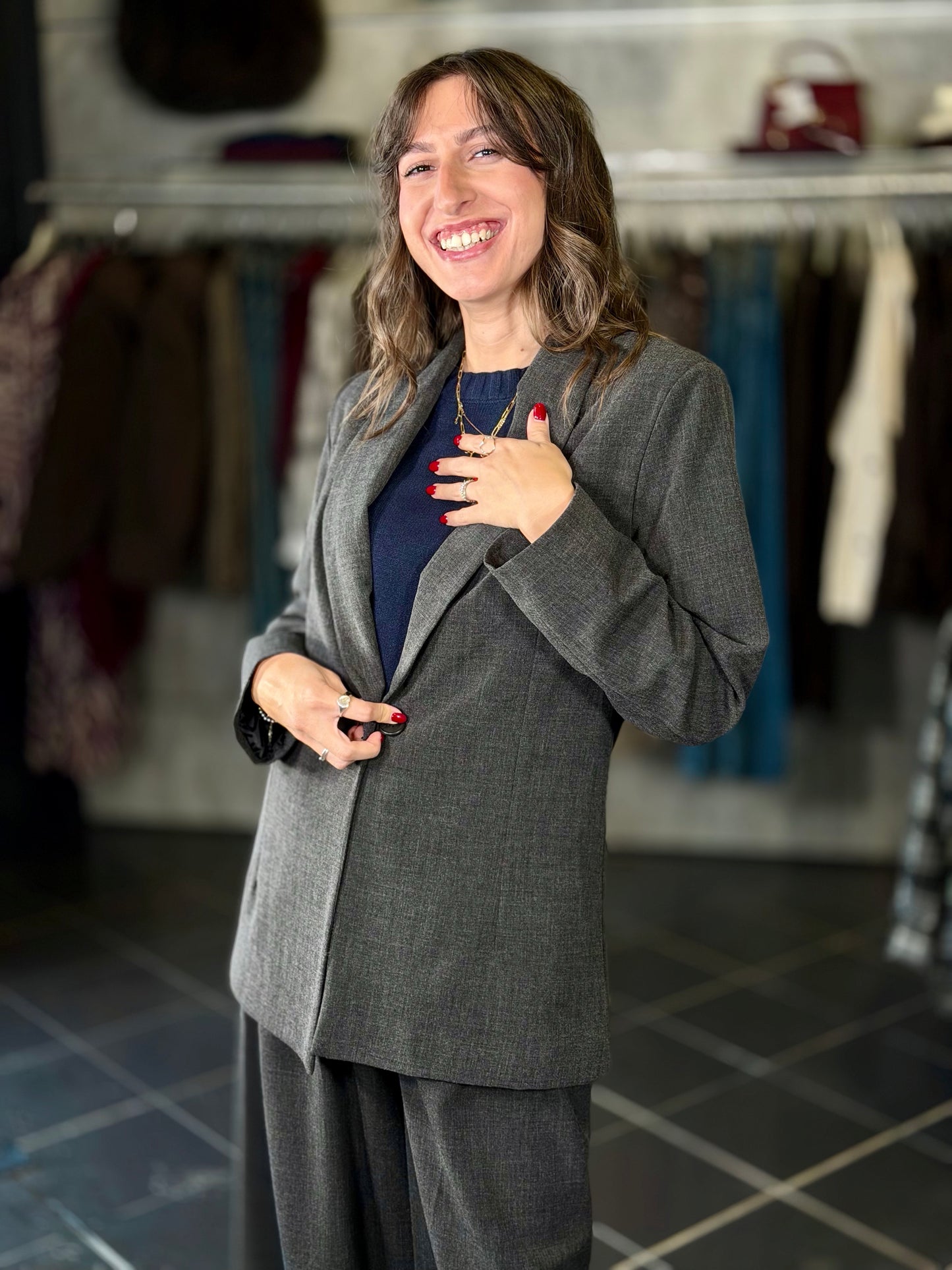 Blazer grigio scuro monopetto 2238