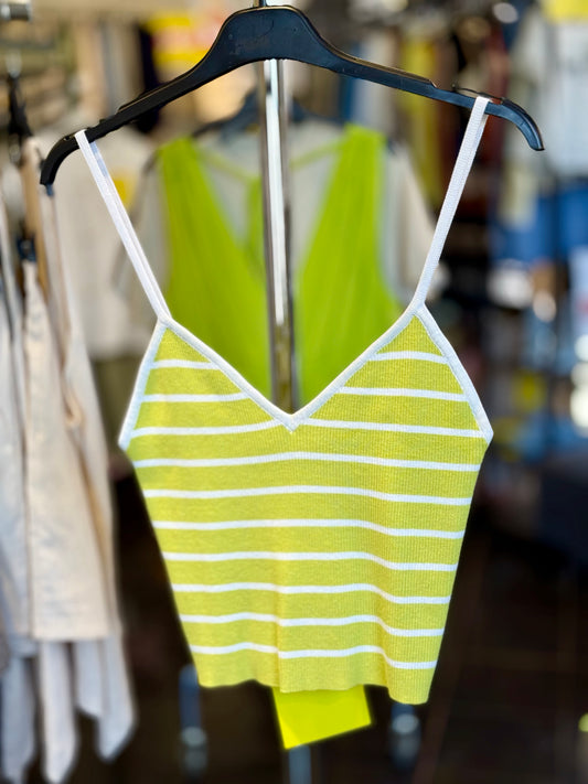 Crop Top a righe verde acido in taglia unica