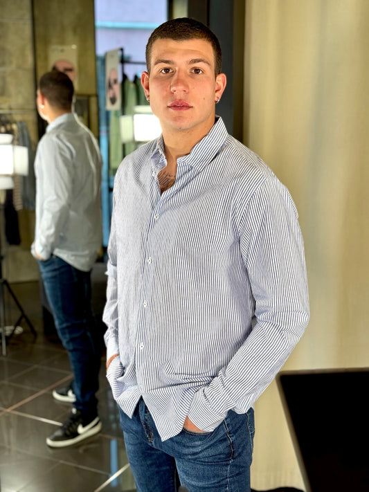 Camicia a righe azzurre 173