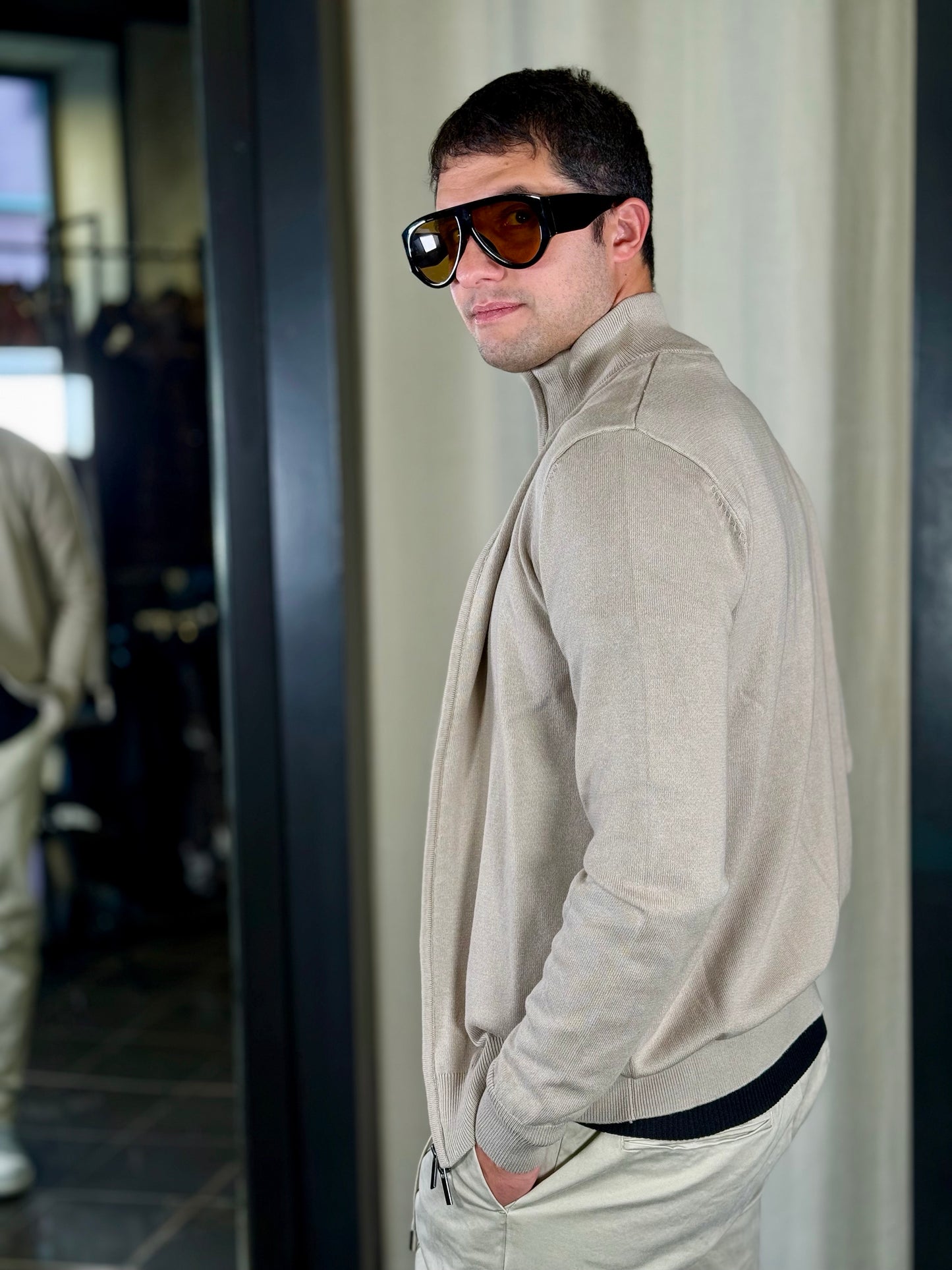 Cardigan con zip beige 2343