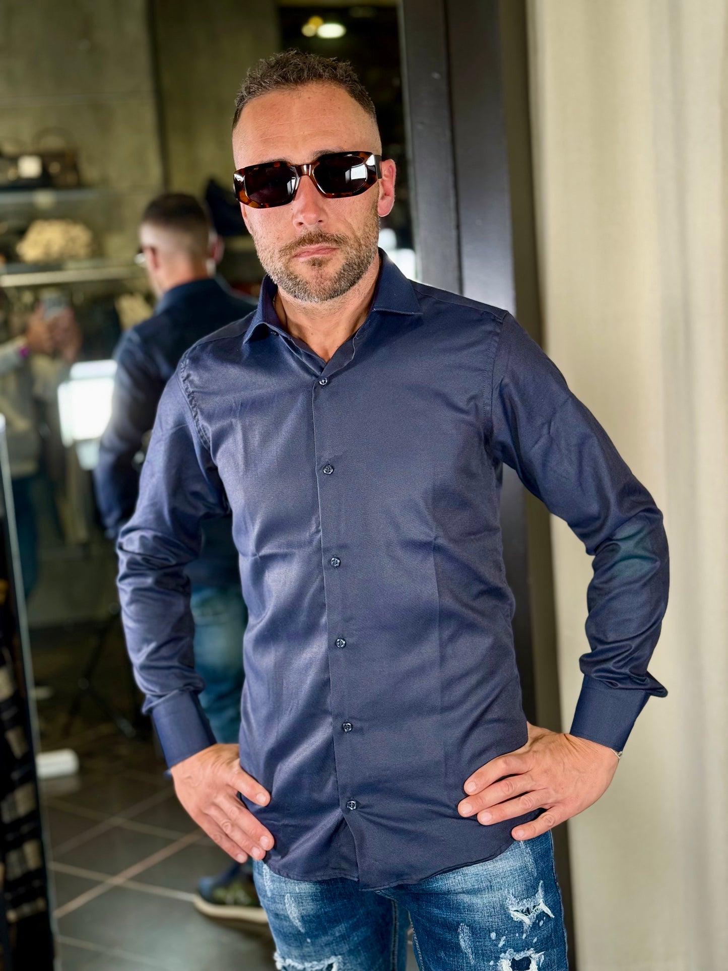 Camicia basica blu 2301