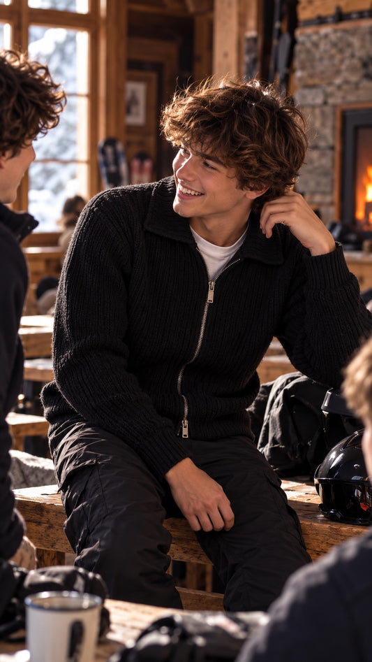 Cardigan nero con zip