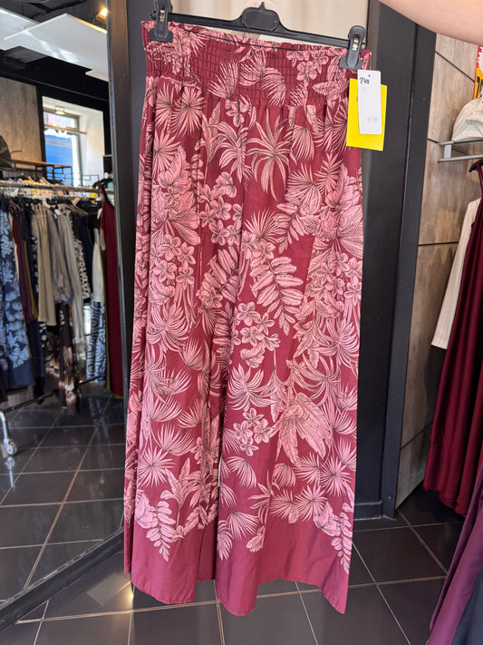 Pantalone a palazzo bordeaux con foliage in taglia unica 2711