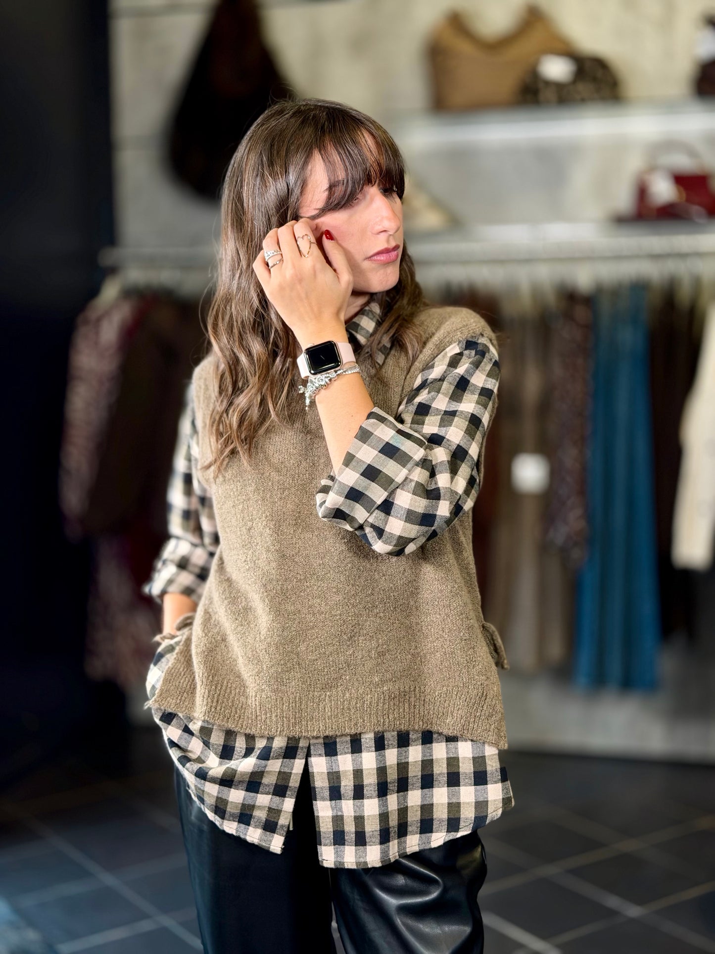 Gilet in maglia marrone in taglia unica 2250