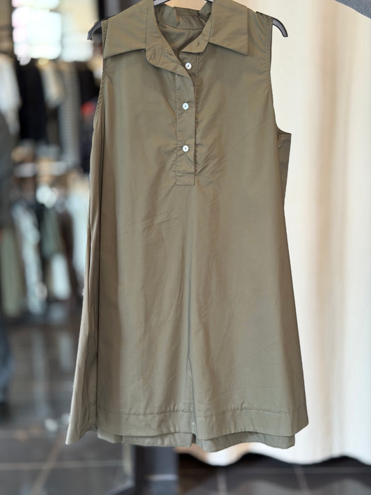 Abito a trapezio verde militare con bottoni in taglia unica 2511