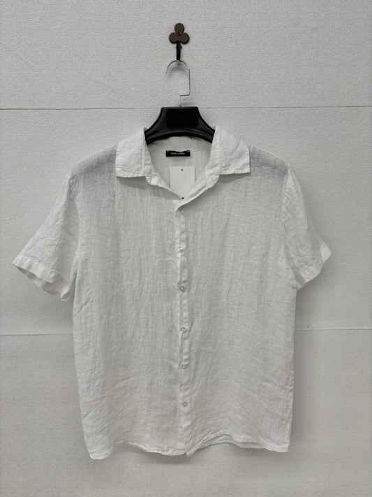 Camicia in lino a maniche corte bianca 2449