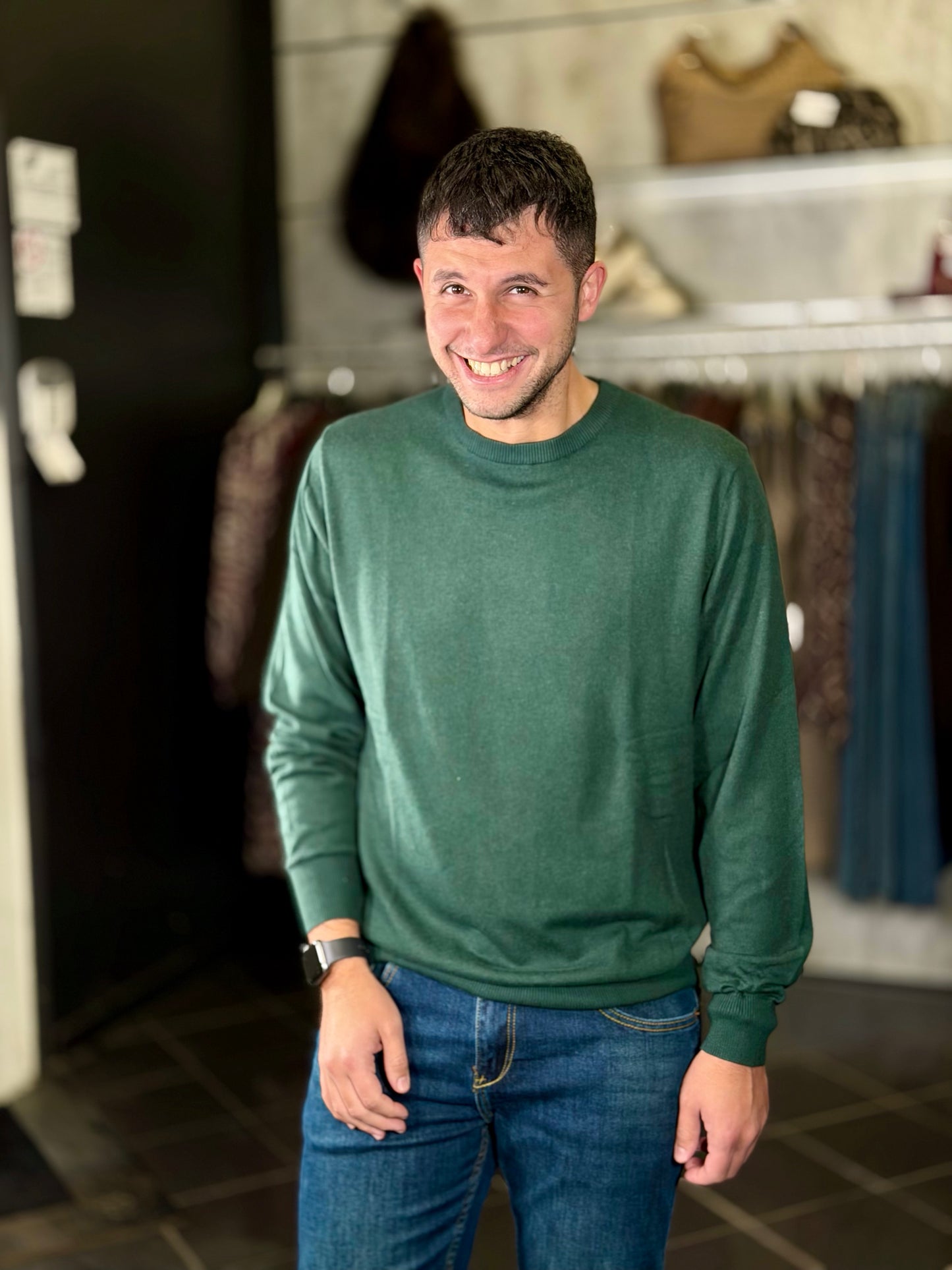 Maglioncino girocollo verde bottiglia 2286