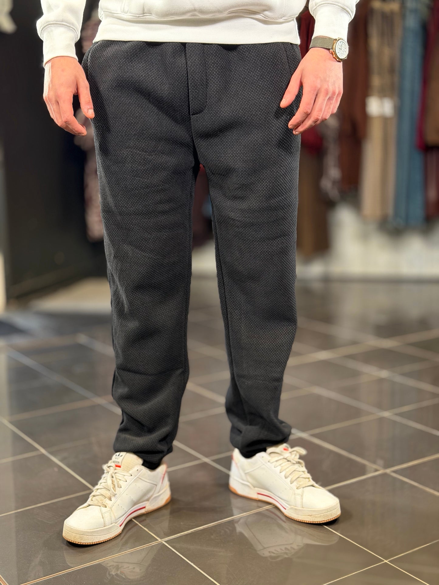 Pantalone tuta nero puntinato 2516