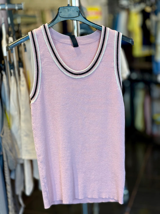 Canotta rosa con profilo lurex in taglia unic