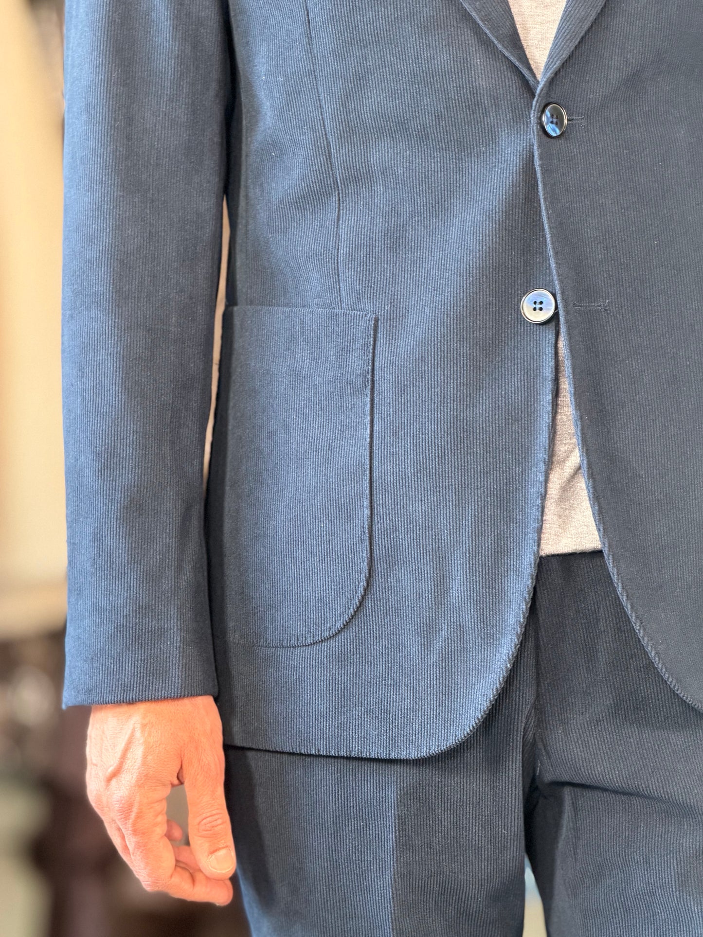 Abito (Giacca + Pantalone) effetto velluto blu 2584