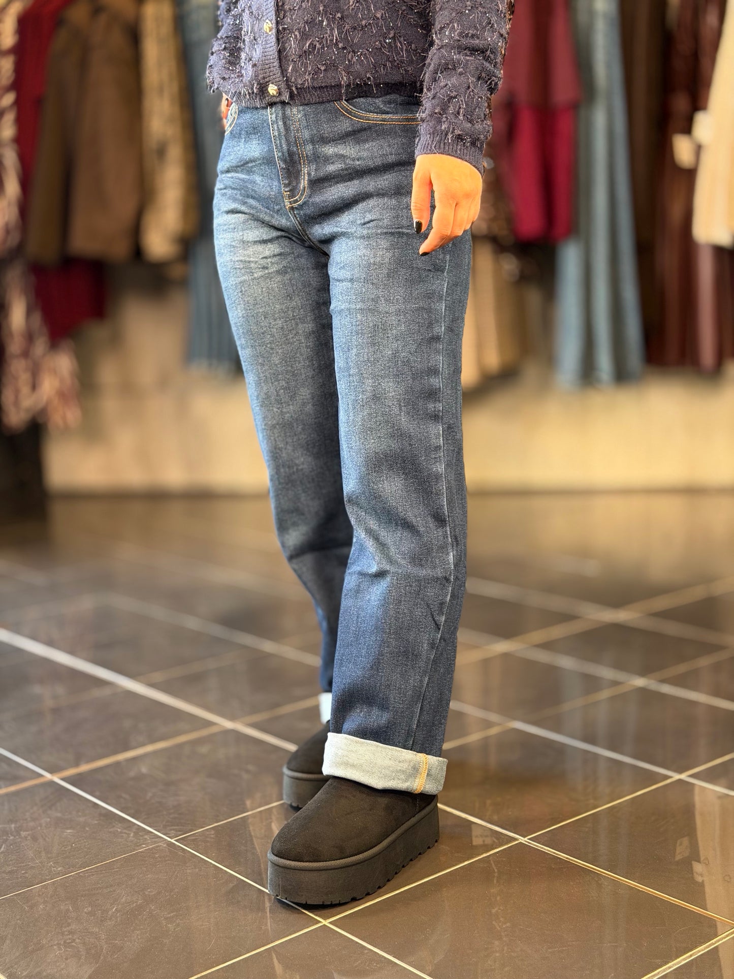 Jeans mom fit blu 2468