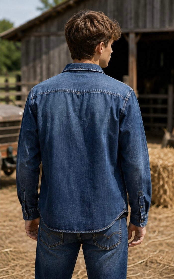 Camicia in jeans con bottoni automatici