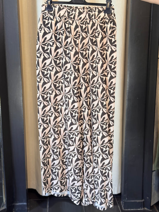 Pantalone a palazzo marrone e beige in taglia unica 2754