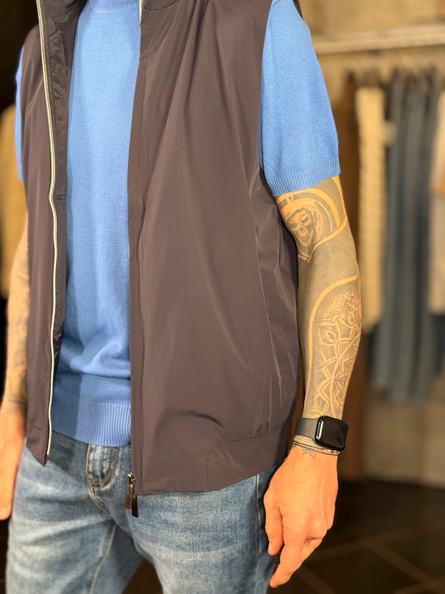 T-shirt girocollo bluette in filo 2110