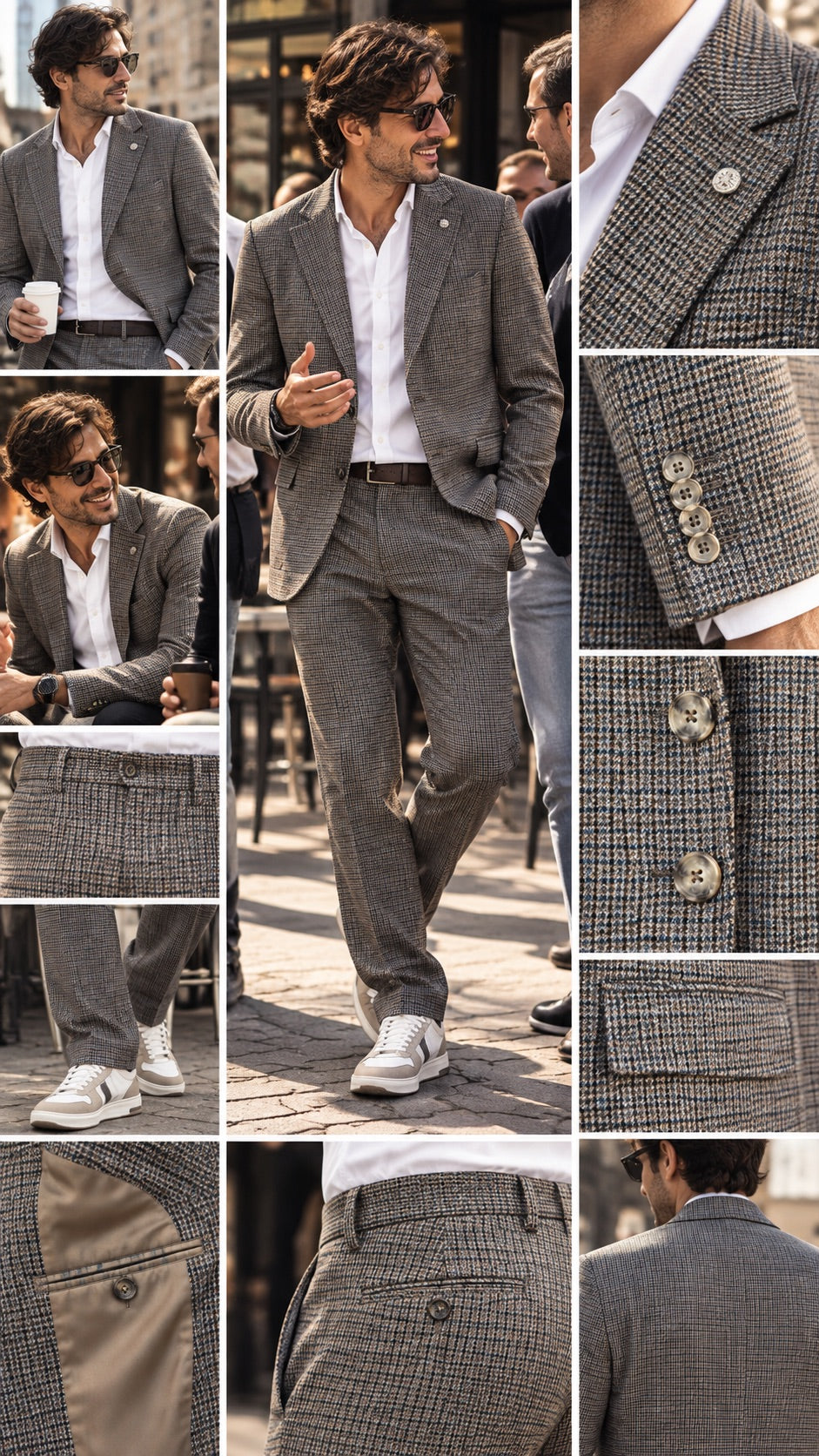 Abito (Giacca + Pantalone) quadretto blu e marrone