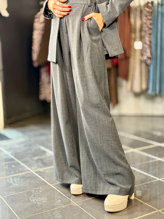Pantalone a palazzo grigio scuro 2239