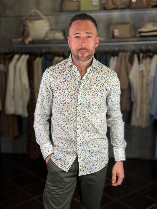 Camicia con fantasia verde 2135