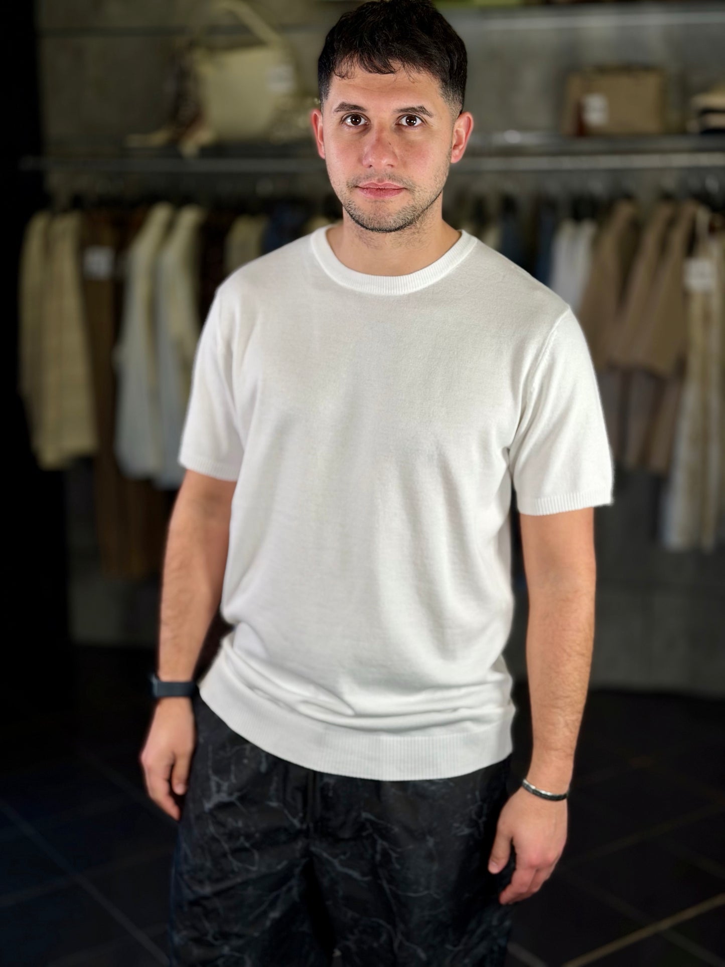 T-shirt girocollo bianca  in filo 2115