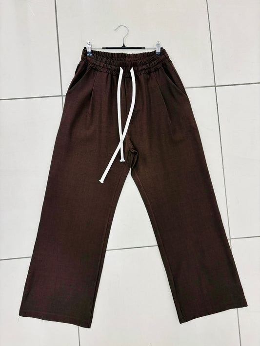 Pantalone marrone con coulisse in vita 2767