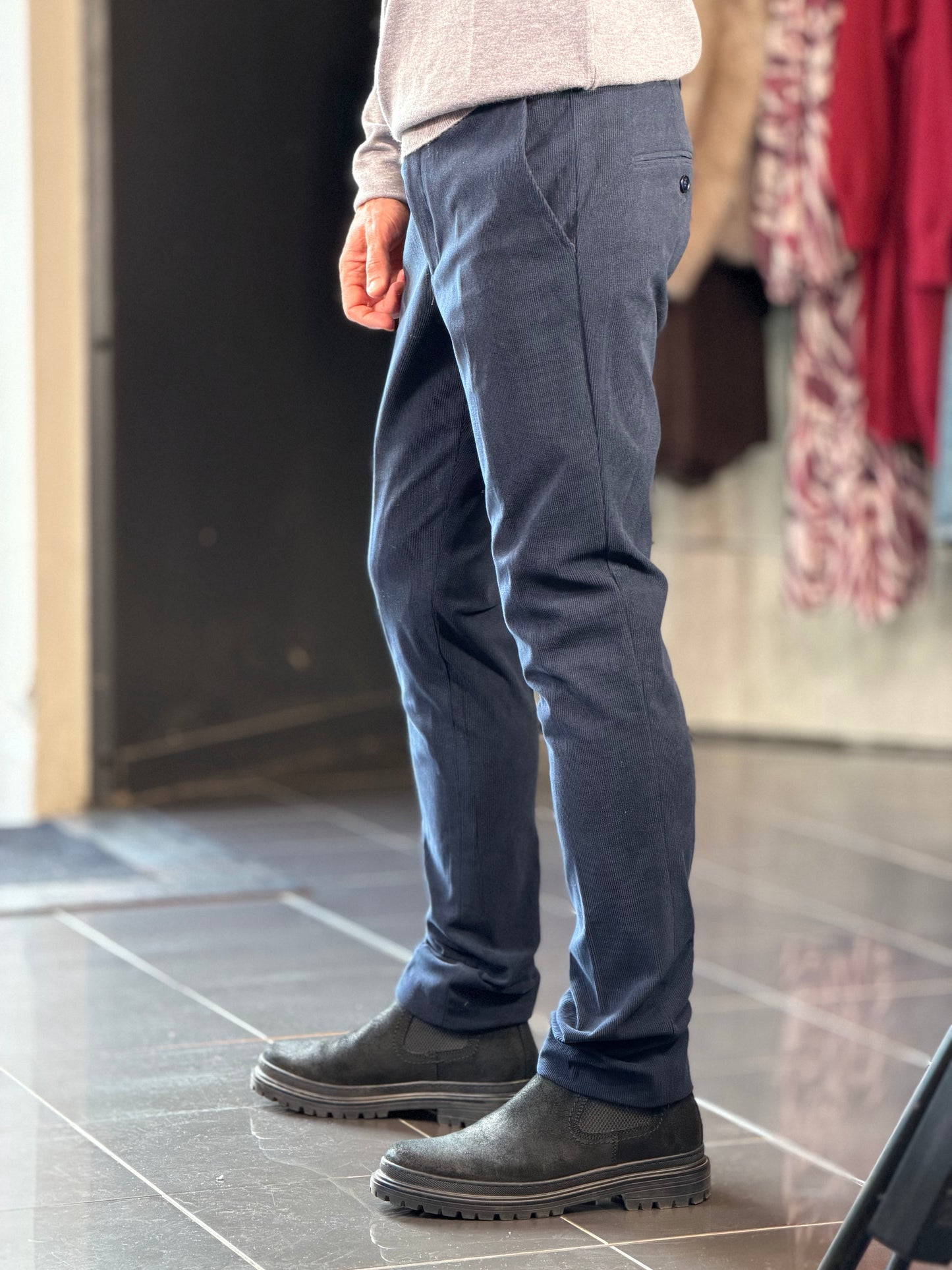 Abito (Giacca + Pantalone) effetto velluto blu 2584