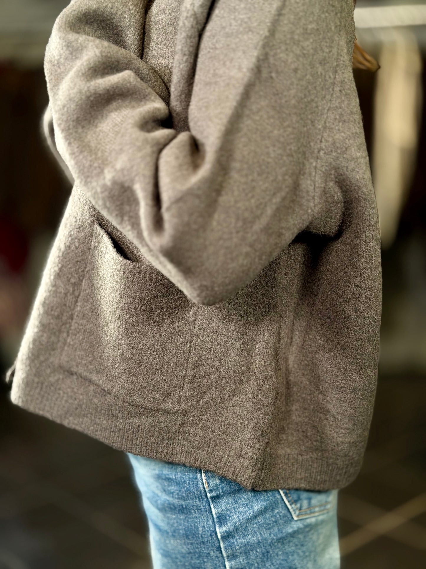 Cardigan grigio antracite quadrato in taglia unica 2398