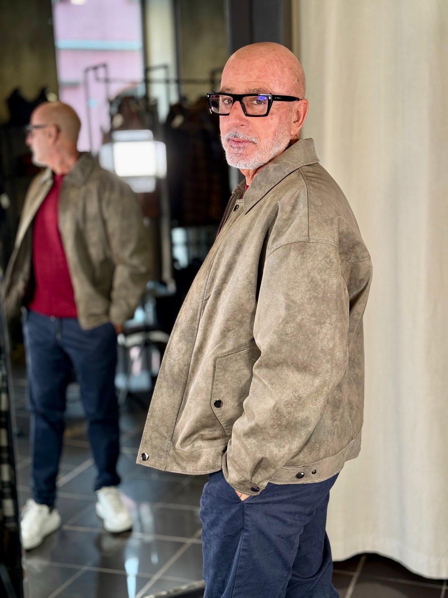 Giubbino in similpelle oversize beige 2105