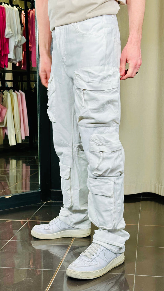 Jeans cargo bianco oversize 387