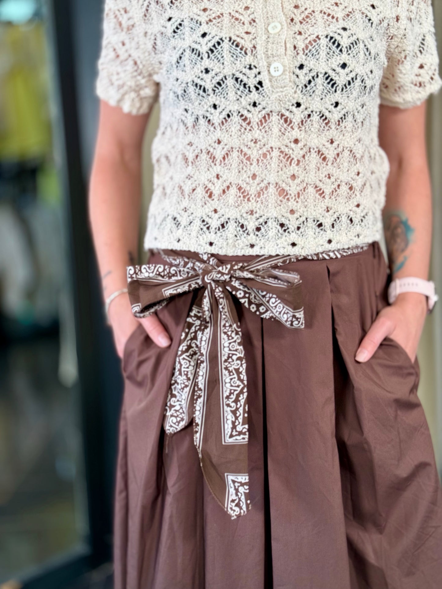 Polo crop in crochet corda in taglia unica 547