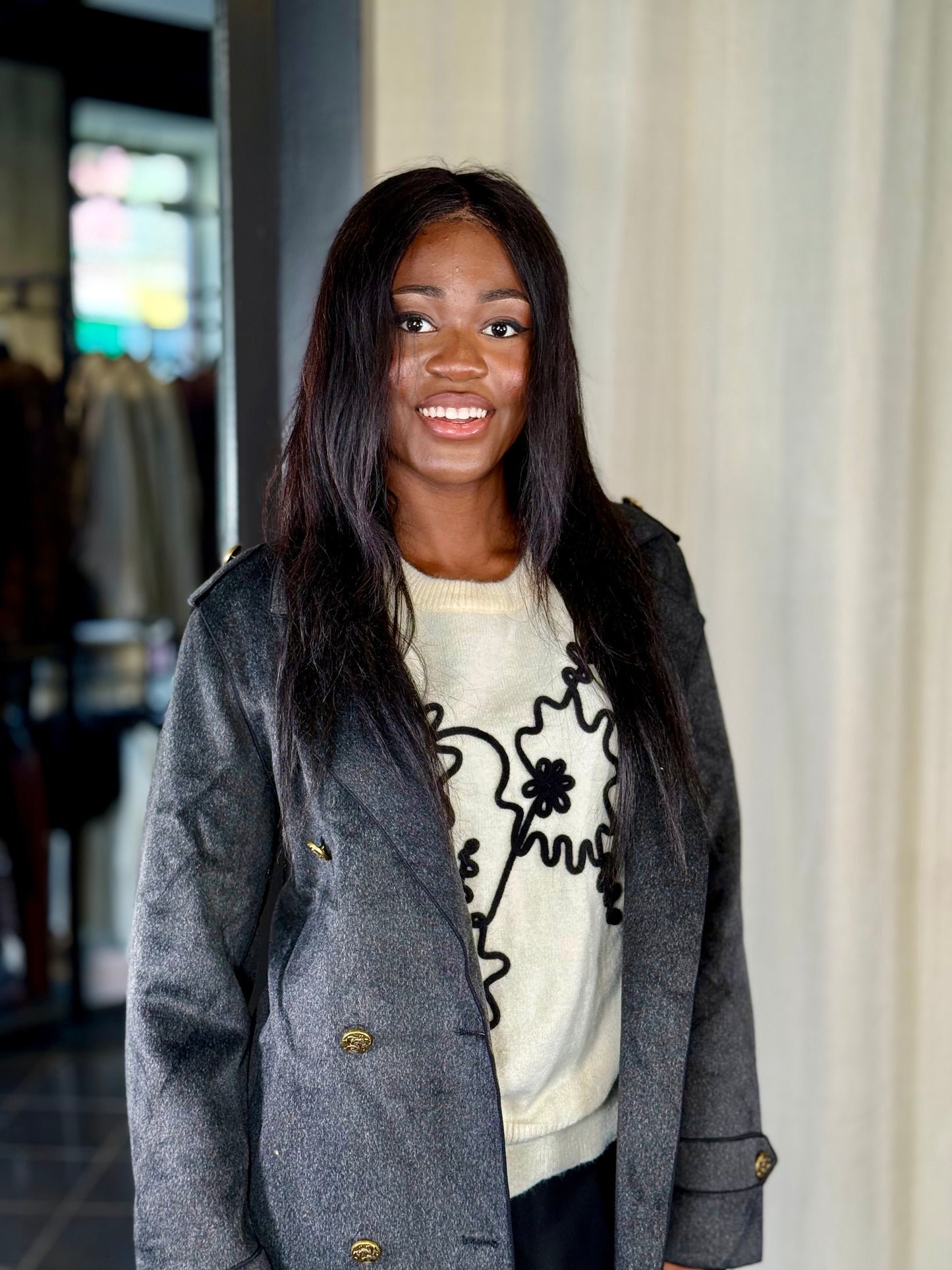 Trench in panno grigio antracite in taglia unica 2234