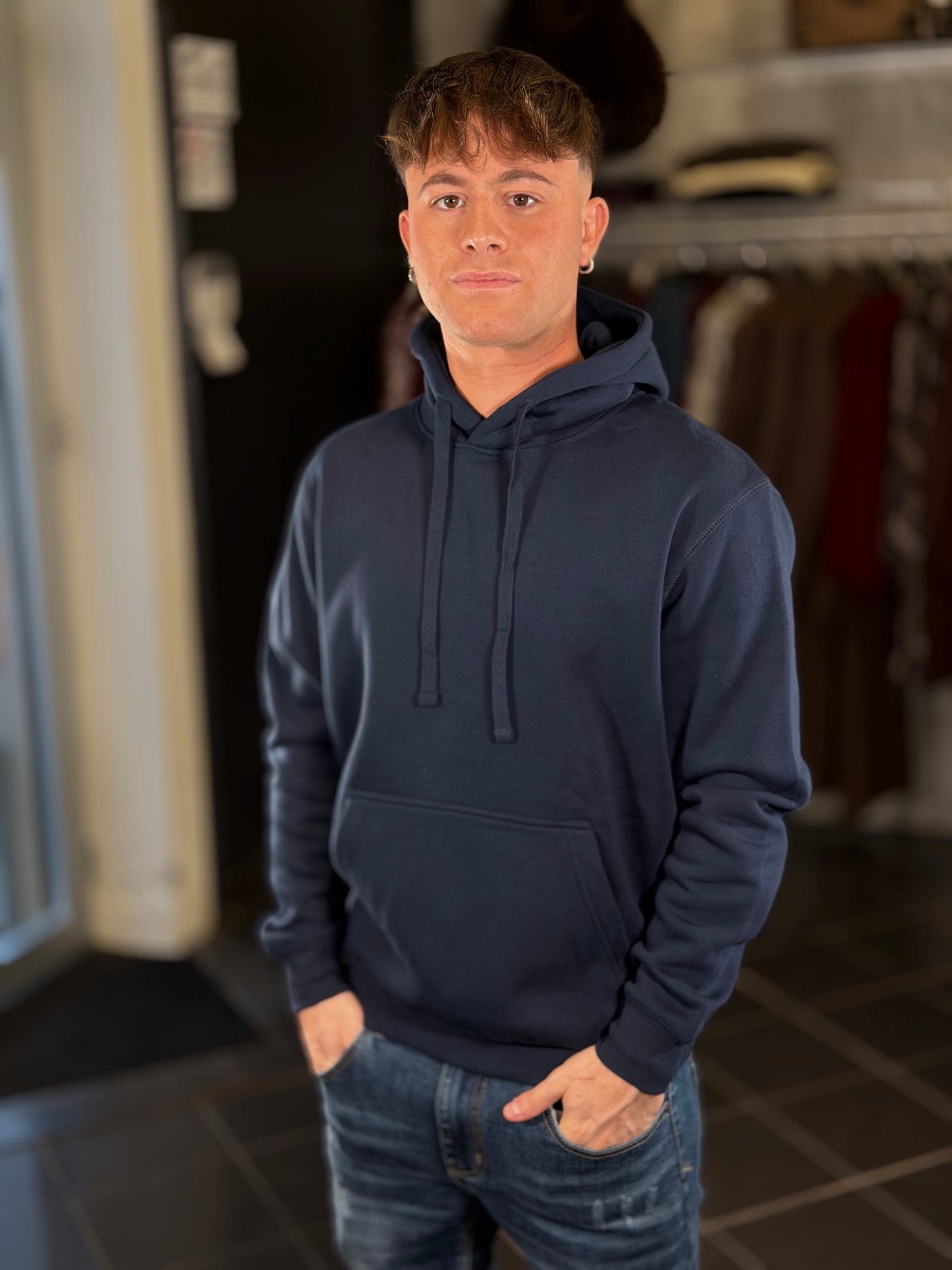 Felpa basica con cappuccio blu 2509